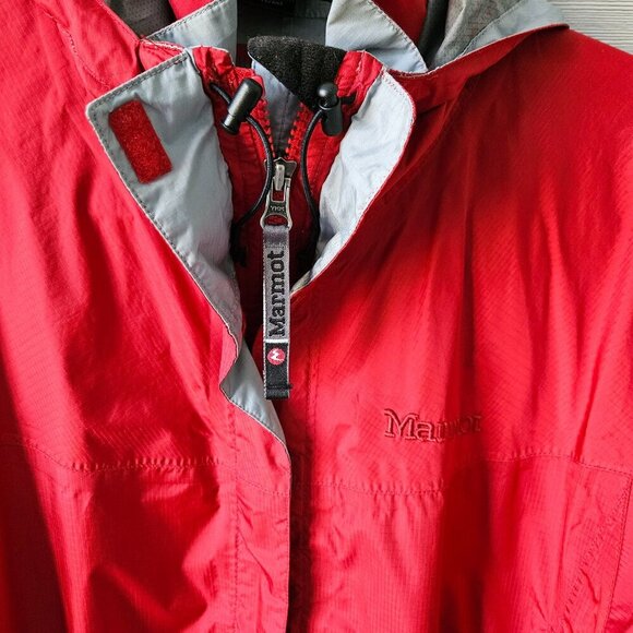 Marmot PreCip Womens Red Hooded Rain Jacket Windbreaker Gorpcore Light Size M - Picture 9 of 16